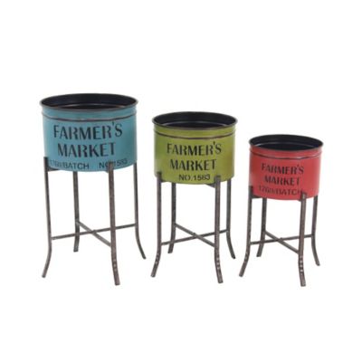 Image showing  Set of 3 Multi-Colored Metal Farmhouse Planter, 22 in., 25 in., 28 in.