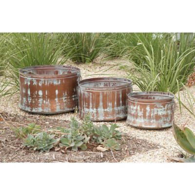 Harper & Willow Iron Copper Rustic Planter Set, 20 in., 17 in., 14 in., 3-Pack