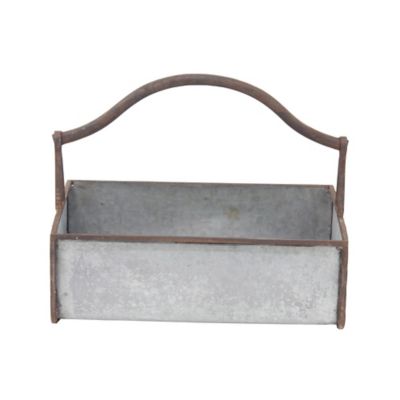 Image showing  Iron Farmhouse Planter Set, 16 in., 18 in., Grey, 2-Pack