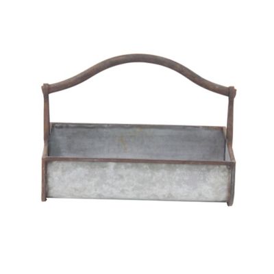 Image showing  Iron Farmhouse Planter Set, 16 in., 18 in., Grey, 2-Pack
