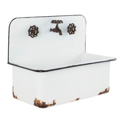 Image showing  5 lb. Metal Indoor Outdoor Sink Wall Planters, 17 in./13 in., White, 2-Pack