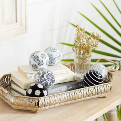 Harper & Willow Black Ceramic Traditional Orbs and Vase Filler, 3 in., 6-Pack