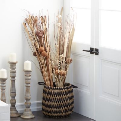 Harper & Willow Brown Dried Plant Foliage Natural Foliage Set of 2 46 in. H, 15 in. W, 37438
