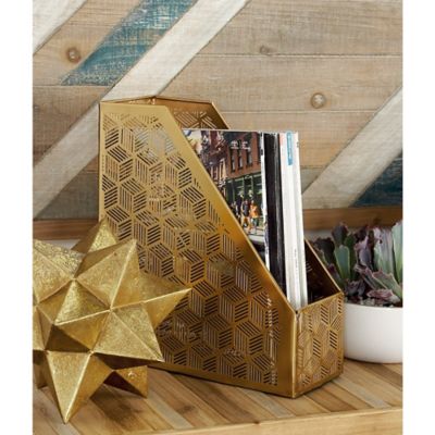 Harper & Willow Iron Glam Magazine Holder, 12 in. x 5 in. x 10 in., Gold