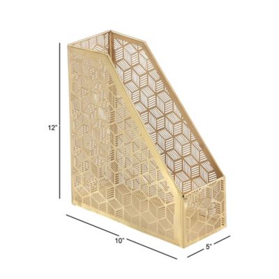 Image showing 6 th Harper & Willow Gold Iron Glam Magazine Holder, 12 in. x 5 in. x 10 in.