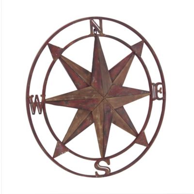 Harper & Willow Red Compass Outdoor Wall Decor, 30 in., 45876 at Tractor Supply Co.