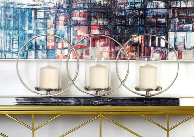 Harper & Willow 26 in. Aluminum Contemporary Candle Holder, Silver