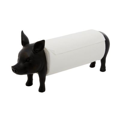 Image showing  Black Polystone Farmhouse Paper Towel Holder, 16 in. x 8 in.
