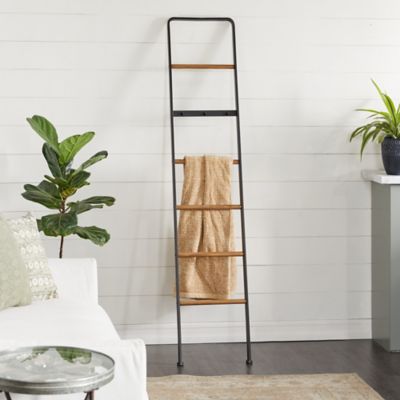 Harper & Willow Black Metal 6 Rack Ladder 15" x 1" x 72"