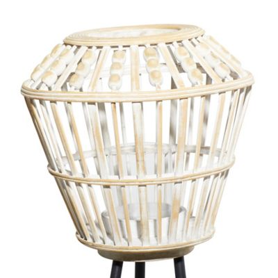Image showing  White Metal Natural Lantern, 40 in. x 11 in. x 11 in.
