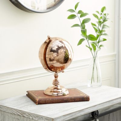Harper & Willow Rose Gold Aluminum Traditional Globe, 11 in. x 7 in. x 7 in.