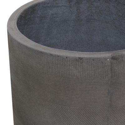 Image showing  Gray Ceramic Indoor Outdoor Planter with Wood Legs Set of 2 13 in., 16 in.H