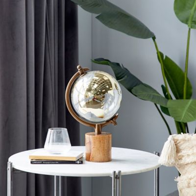 Image showing  Gold Wood Globe with Brown Base, 8 in. x 8 in. x 15 in.