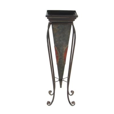 Image showing  Brown Metal Indoor Outdoor Planter with Scroll Stand Set of 2 30 in., 28 in.H