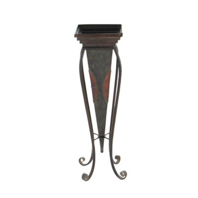 Image showing  Brown Metal Indoor Outdoor Planter with Scroll Stand Set of 2 30 in., 28 in.H