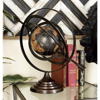 Harper & Willow Black Aluminum Industrial Globe, 17 in. x 19 in. x 12 in.
