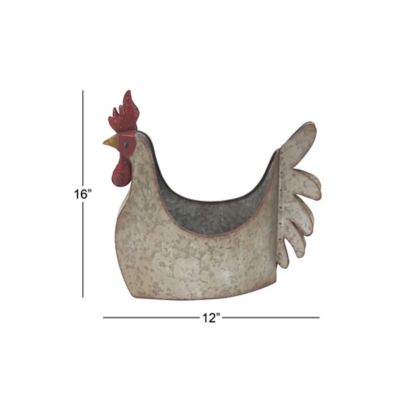 Image showing 7 th Harper & Willow Iron Farmhouse Planter, 12 in. x 16 in., Grey