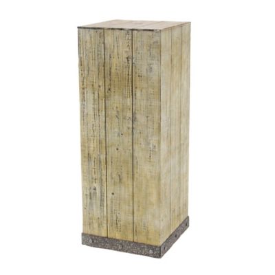 Image showing  Brown Wood Pedestal Table Set of 3 39", 30", 22"H