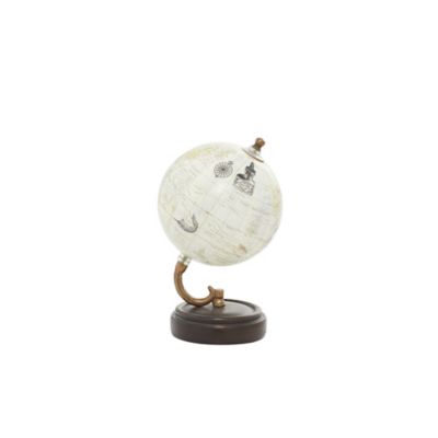 Image showing  Vintage PVC Globe with Iron and Wood Base, 9 in. x 5 in. x 5 in., Yellow