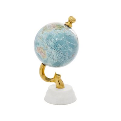 Image showing  Blue Stoneware Coastal Globe, 10 in. x 5 in. x 5 in.