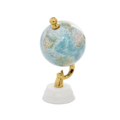 Image showing  Blue Stoneware Coastal Globe, 10 in. x 5 in. x 5 in.
