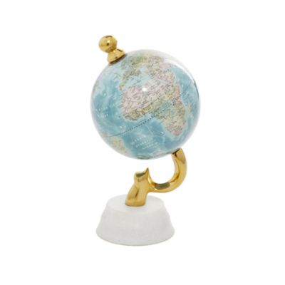 Image showing  Blue Stoneware Coastal Globe, 10 in. x 5 in. x 5 in.
