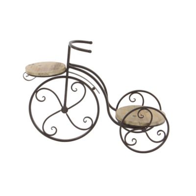 Image showing  Brown Metal Indoor Outdoor 2 Tier Bike Plantstand 25 in. x 10 in. x 19 in.