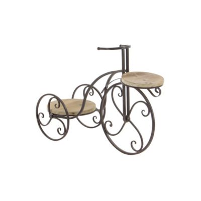 Image showing  Brown Metal Indoor Outdoor 2 Tier Bike Plantstand 25 in. x 10 in. x 19 in.