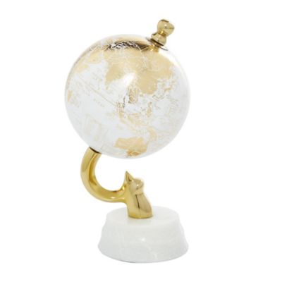 Image showing  Stoneware Coastal Globe, 10 in. x 5 in. x 5 in., Gold