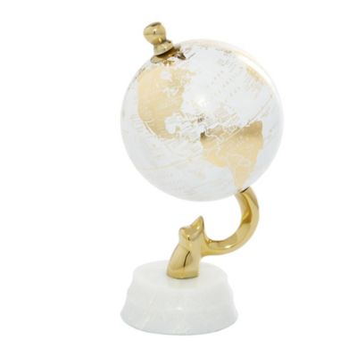Image showing  Stoneware Coastal Globe, 10 in. x 5 in. x 5 in., Gold