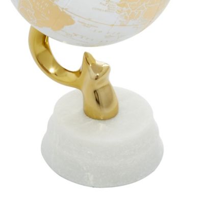 Image showing  Stoneware Coastal Globe, 10 in. x 5 in. x 5 in., Gold