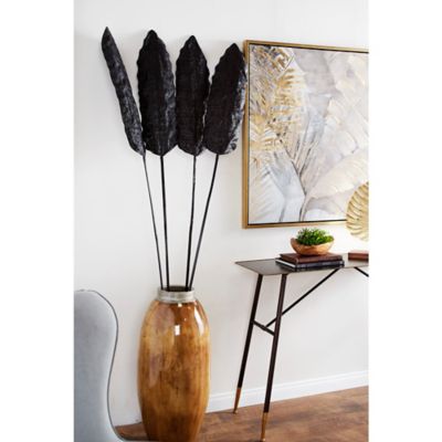Harper & Willow Black Dried Plant Bamboo Natural Foliage Set of 4 7"W, 78"H, 38976