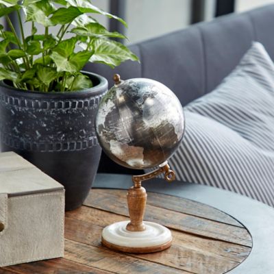 Harper & Willow Black Marble and Metal Modern Globe, 10 in. x 5 in. x 5 in.