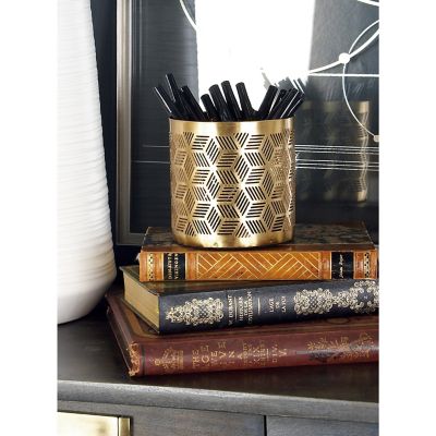 Harper & Willow Iron Glam Pencil Holder, Gold, 4 in. x 4 in. x 4 in.