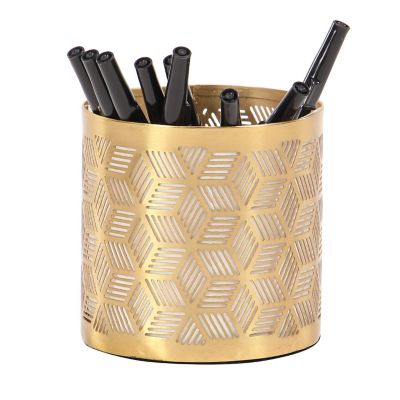 Image showing  Iron Glam Pencil Holder, Gold, 4 in. x 4 in. x 4 in.