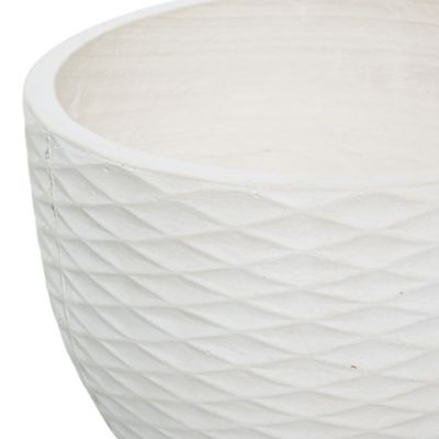Image showing  White Ceramic Indoor Outdoor Planter with Wood Legs Set of 2 16 in., 14 in.H