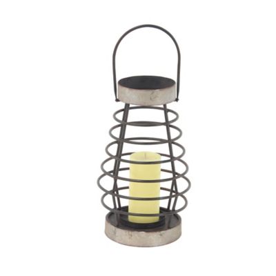 Image showing  Silver Iron Farmhouse Candle Holder Lantern, 14 in. x 8 in. x 8 in., 94656