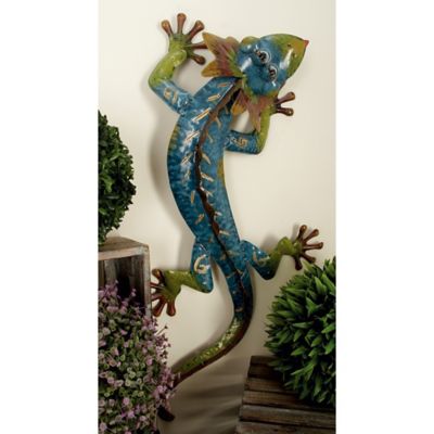 Harper & Willow Green Metal Eclectic Outdoor Wall Decor, 28 in. x 5 in.