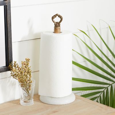 Harper & Willow White Marble Natural Paper Towel Holder, 6 in. x 15 in.