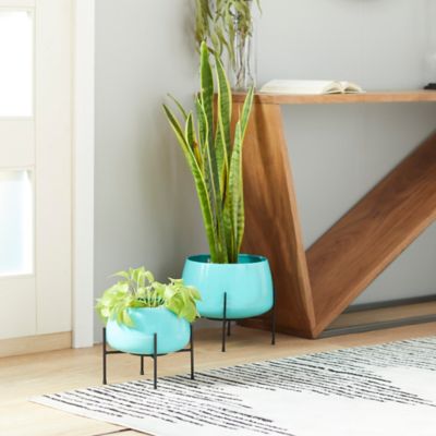 Harper & Willow Iron Contemporary Planter Set, 8 in., 10 in., Teal, 2-Pack