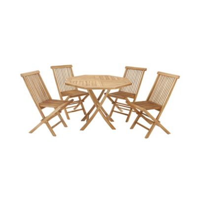 Image showing  5 pc. Teak Traditional Outdoor Dining Set, 42 in. x 42 in. x 30 in., Brown