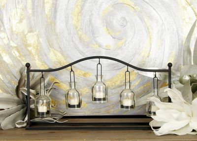 Harper & Willow 24 in. Iron Farmhouse Candle Holder Lantern, Black