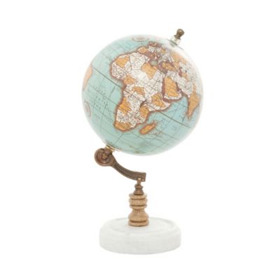 Image showing  Aquamarine Marble and Wood Contemporary Globe, 11 in. x 6 in. x 6 in.