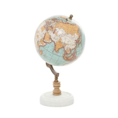 Image showing  Aquamarine Marble and Wood Contemporary Globe, 11 in. x 6 in. x 6 in.