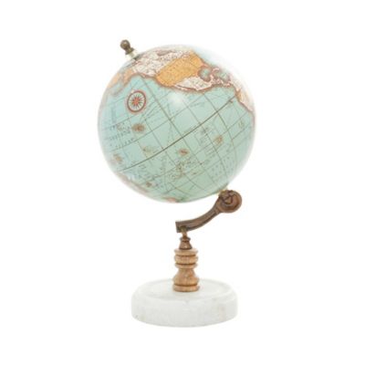Image showing  Aquamarine Marble and Wood Contemporary Globe, 11 in. x 6 in. x 6 in.