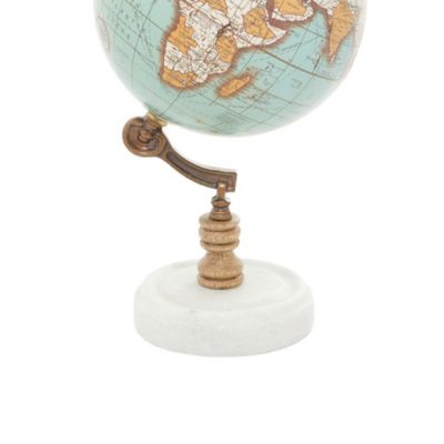 Image showing  Aquamarine Marble and Wood Contemporary Globe, 11 in. x 6 in. x 6 in.