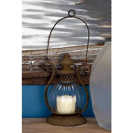 Harper & Willow Brown Iron Rustic Candle Holder Lantern, 11 in. x 8 in. x 6 in., 52931