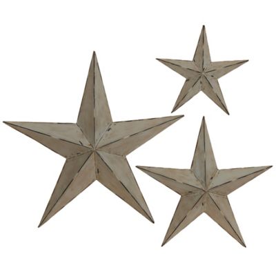 Image showing  Light Brown Metal Indoor/Outdoor Star Wall Decor, 3 pc.