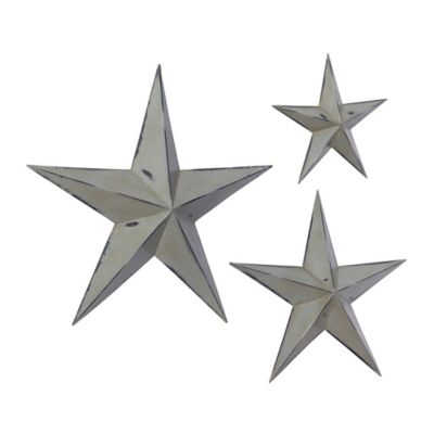 Image showing  Light Brown Metal Indoor/Outdoor Star Wall Decor, 3 pc.