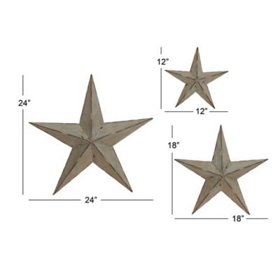 Image showing  Light Brown Metal Indoor/Outdoor Star Wall Decor, 3 pc.
